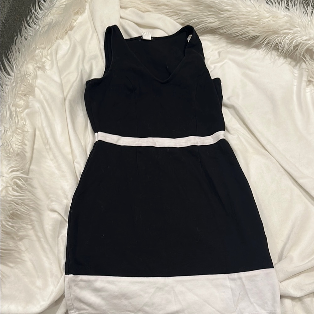 Elegant Black and White Sleeveless Dress